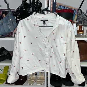 Forever 21 cropped cherry button up
